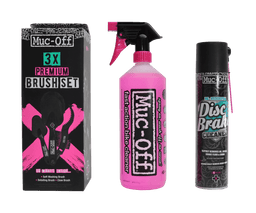 A convenient kit to keep your bike clean and riding smooth. Includes a liquid spray, cleaning brush and a disc brake cleaner to remove dust, dirt and grime.
